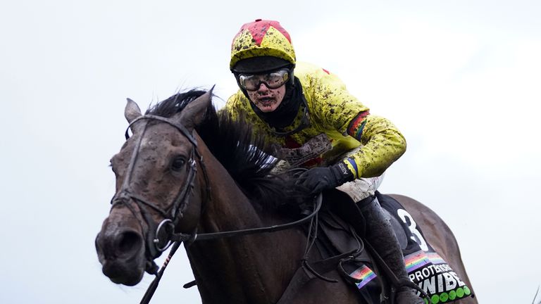 Protektorat ridden by Bridget Andrews winning at Aintree