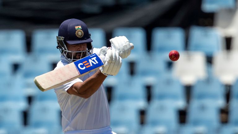 India's Ajinkya Rahane plays a shot against South Africa in their Test match on December 29, 2021