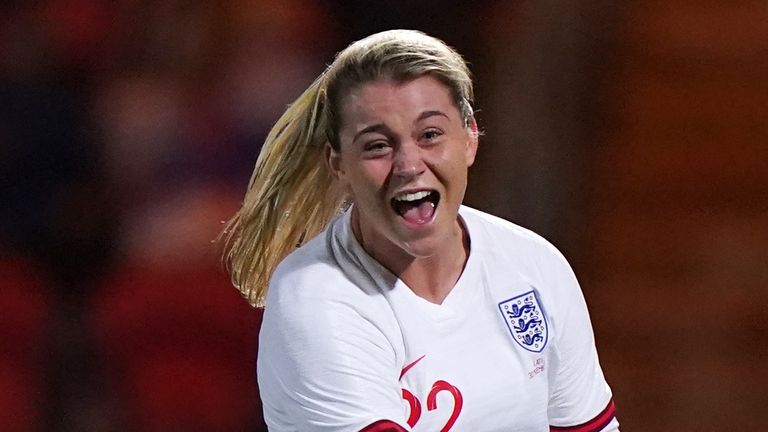 Alessia Russo scored England Women&#39;s fastest-ever hat-trick against Latvia last month