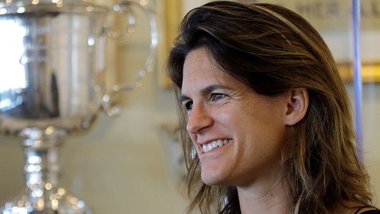 Amelie Mauresmo, of France, speaks during an interview at the International Tennis Hall of Fame, Saturday, July 16, 2016, in Newport, R.I. Two-time major champion Amelie Mauresmo has been appointed the new director of the French Open Grand Slam tournament as a replacement for Guy Forget, becoming the first woman to hold the position. (AP Photo/Elise Amendola, File)