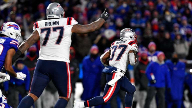 Damien Harris made a career-long 64-yard touchdown run as the New England Patriots opened the scoring against the Buffalo Bills in the first quarter.