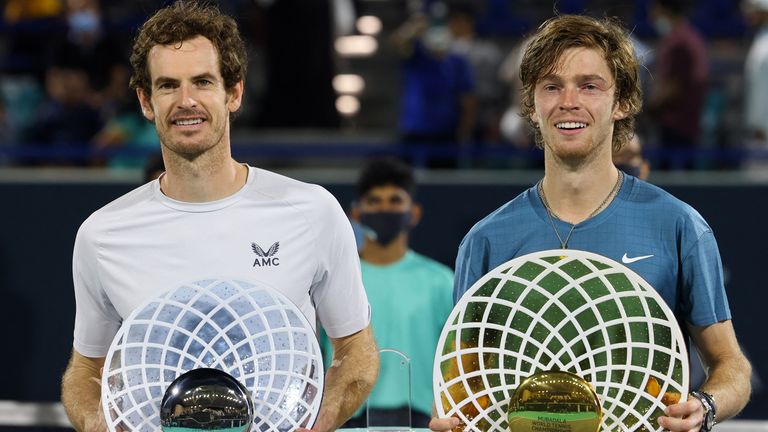 Andy Murray finished runner-up after Andrey Rublev won 6-4 7-6 (2) in Adu Dhabi
