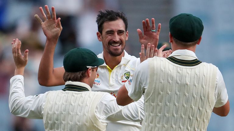 Mitchell Starc dismissed Zak Crawley and Dawid Malan from successive deliveries in the final session of day two