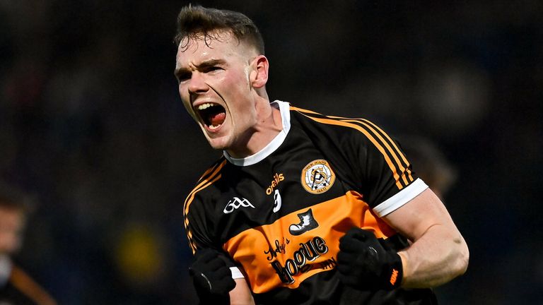 Greg Horan of Austin Stacks celebrates their Kerry county final victory