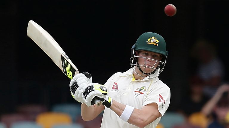 Australia's Steve Smith hit 141 not out during the Brisbane Ashes Test in 2017 (AP Photo/Tertius Pickard)
