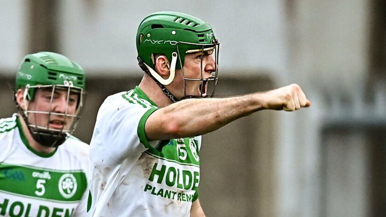 12 December 2021; Shamrocks Ballyhale players, including Eoin Cody celebrate after scoring their side's third goal in the last seconds of normal time to take the game to extra-time during the AIB Leinster GAA Hurling Senior Club Championship Semi-Final match between St Rynaghs and Shamrocks Ballyhale at Bord na Mona O...Connor Park in Tullamore, Offaly. Photo by E..in Noonan/Sportsfile