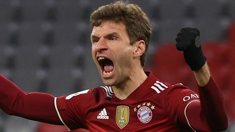 Bayern Munich's Thomas Muller marked his milestone in style on Friday evening