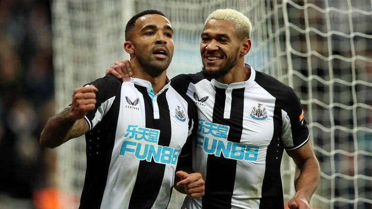 Callum Wilson of Newcastle United celebrates after scoring their side&#39;s first goal