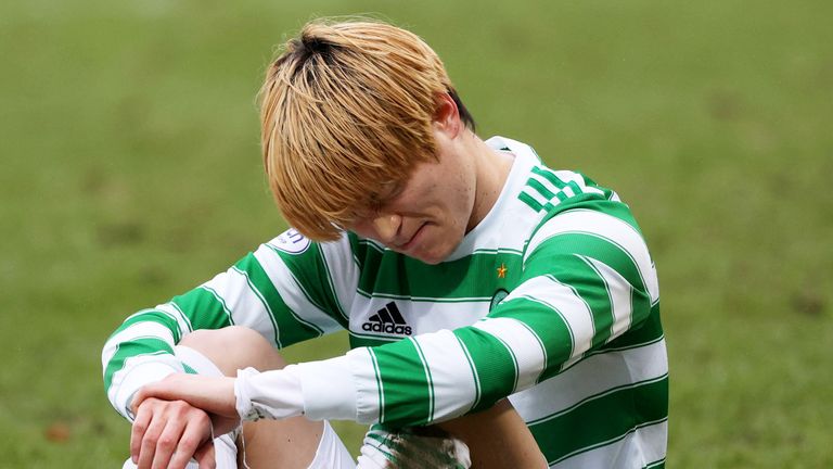 Celtic striker Kyogo Furuhashi was forced off in the win at St Johnstone