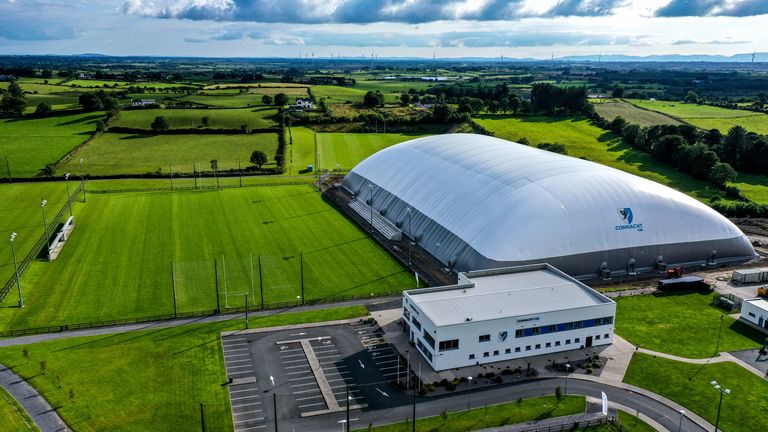 9 August 2020; A general view of the pitches, including the new Air Dome at the Connacht GAA Centre in Bekan, Mayo. It is the world's largest Air Dome at 150 metres long by 100 metres wide and 26 metres high and can accommodate a full size GAA pitch. The structure also includes a full-sized pitch, a running track and a gym. Photo by Brendan Moran/Sportsfile