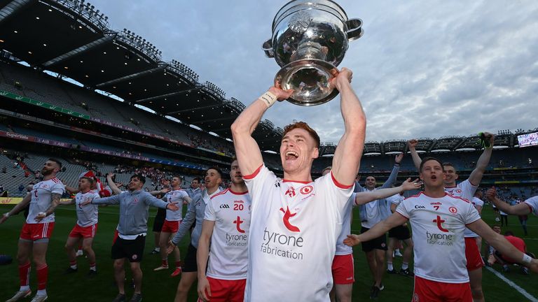 Conor Meyler celebrates with the Sam Maguire Cup