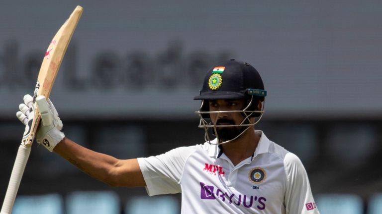 India's KL Rahul scored a century on the opening day of the first Test against South Africa (Associated Press)