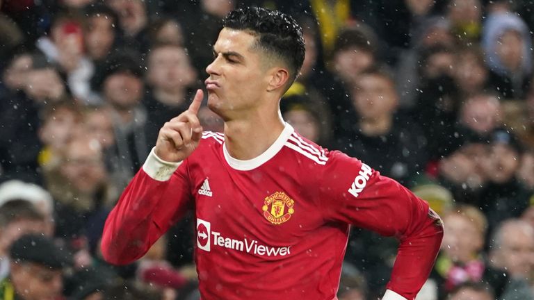 Cristiano Ronaldo celebrates his second-half penalty