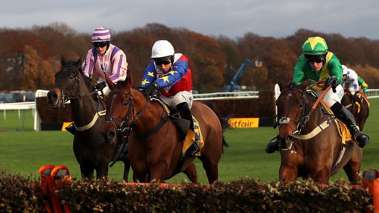 Dans Le Vent (pink) gave Isabel Williams her first graded winner at Haydock