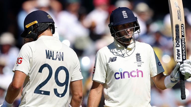 Dawid Malan (left) top-scored for England in their first innings