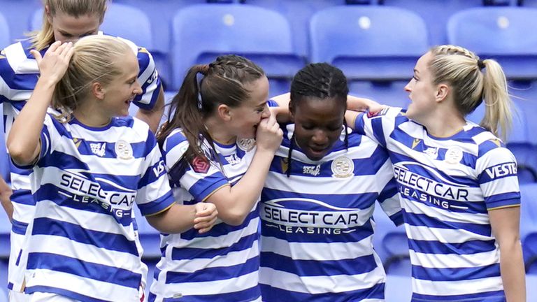 Reading&#39;s Deanne Rose (second right) celebrates scoring