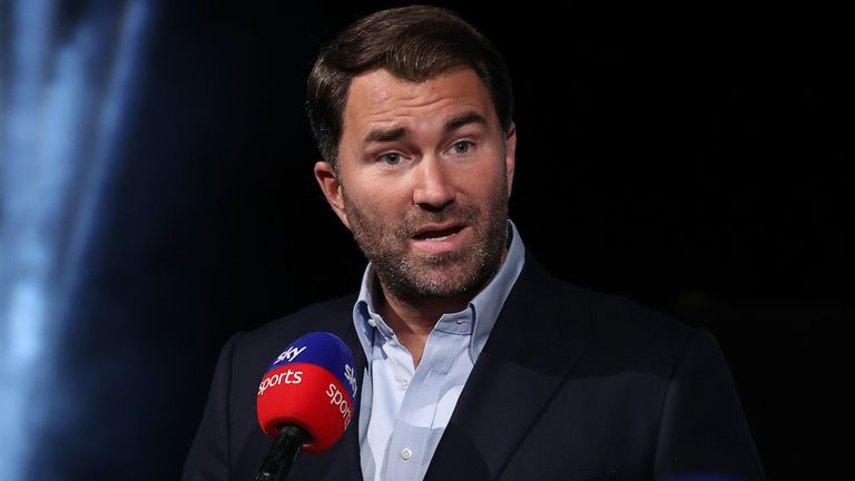 Derek Chisora vs Joseph Parker, Heavyweight Contest..1 May 2021.Picture By Mark Robinson Matchroom Boxing..Promoter Eddie Hearn interviewed by Sky.
