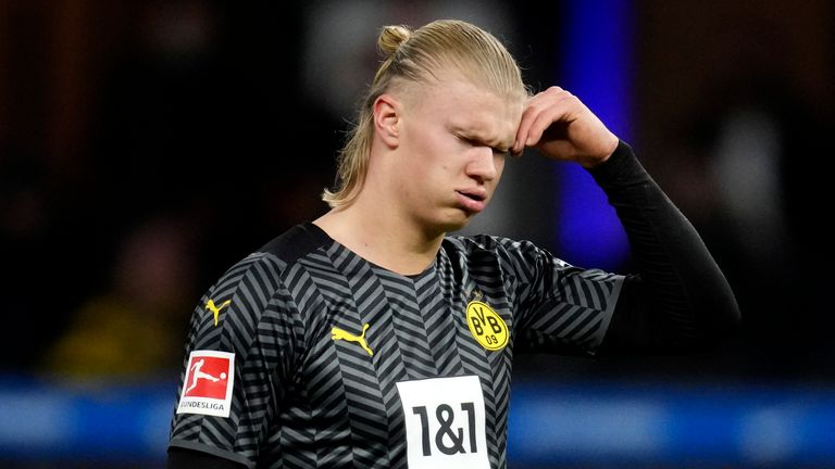 Erling Haaland shows his dejection in defeat