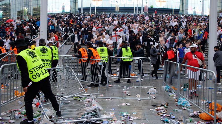 Significant disorder occurred outside Wembley on the day of the Euro 2020 final