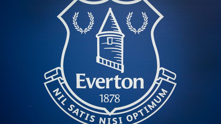 LIVERPOOL, ENGLAND - APRIL 16: The official Everton club badge before the Premier League match between Everton and Tottenham Hotspur at Goodison Park on April 16, 2021 in Liverpool, United Kingdom. Sporting stadiums around the UK remain under strict restrictions due to the Coronavirus Pandemic as Government social distancing laws prohibit fans inside venues resulting in games being played behind closed doors. (Photo by Joe Prior/Visionhaus/Getty Images)