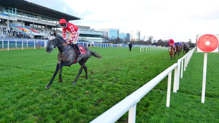 Fil Dor is eased down by Davy Russell as he wins at Leopardstown by seven lengths