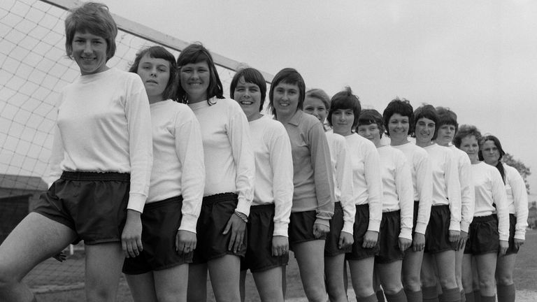 Southampton Ladies Football Club ahead of the inaugural Women's FA Cup final in 1971