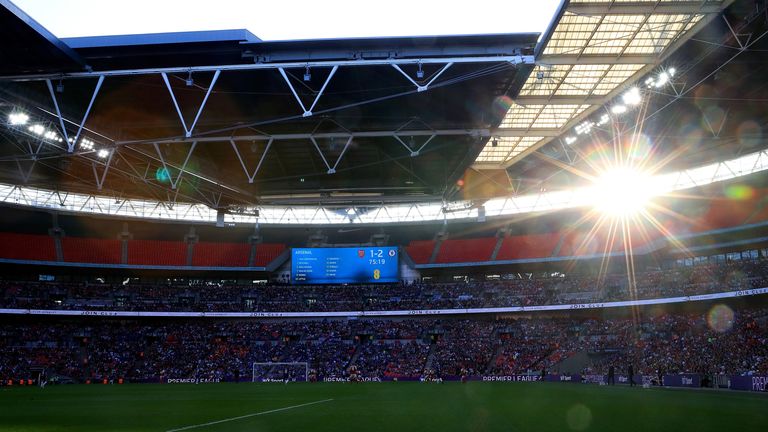 General view of the action as the sun shines during the 2018 Women's FA Cup Final