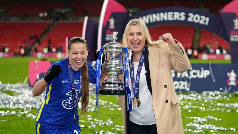 PA - Chelsea&#39;s Fran Kirby pictured with manager Emma Hayes