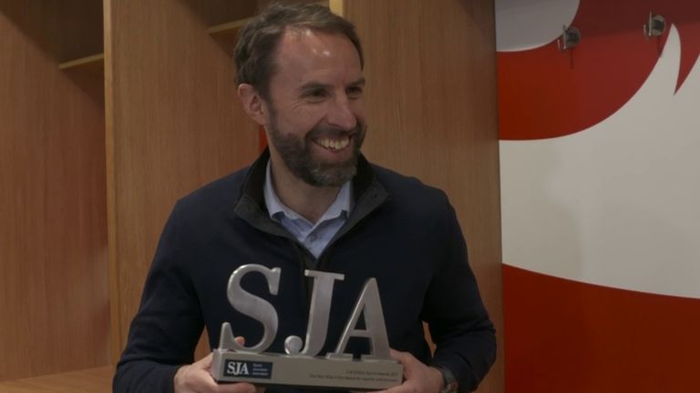 Gareth Southgate receiving his SJA award