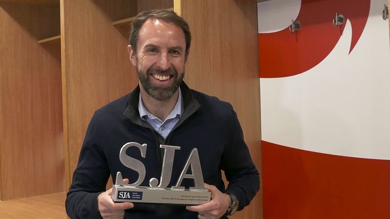 England manager Gareth Southgate has won the inaugural Sky | Kick It Out award for equality and inclusion at the Sports Journalists&#39; Association Awards