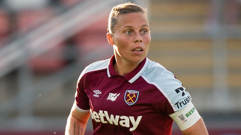 West Ham United v Birmingham City - FA Women's Super League - Chigwell Construction Stadium
West Ham United's Gilly Flaherty during the FA Women's Super League match at Chigwell Construction Stadium, London. Picture date: Sunday October 10, 2021.