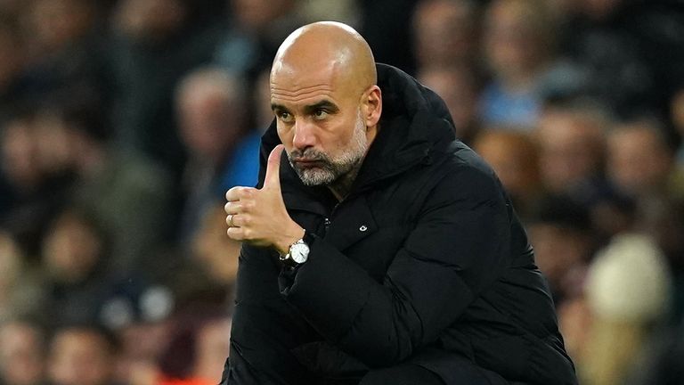 Manchester City manager Pep Guardiola gestures on the touchline during the Premier League match at the Eithad Stadium, Manchester. Picture date: Tuesday December 14, 2021.