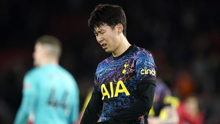 Heung-Min Son shows his frustration at full time