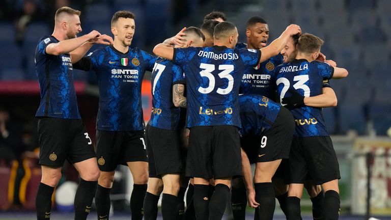 Inter Milan celebrate their comfortable away win