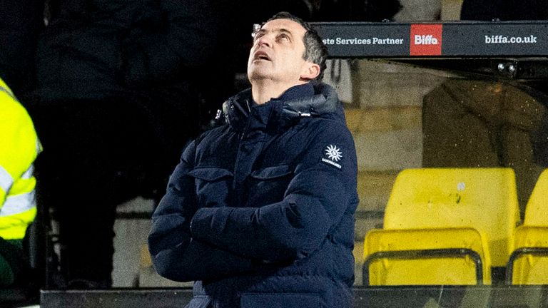 Former Hibernian manager Jack Ross pictured during Wednesday&#39;s 1-0 loss at Livingston