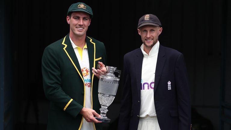 England's Joe Root ( Right ) and Australia's Pat Cummins during the Ashes Series Launch at The Gabba in Brisbane, Australia.