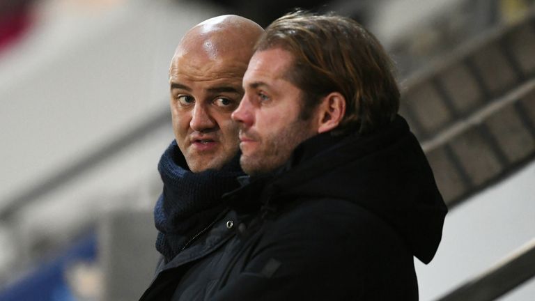 Hearts manager Robbie Neilson with sporting director Joe Savage