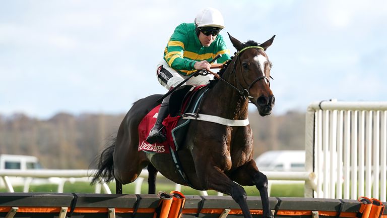 Jonbon on his way to victory on hurdles debut at Newbury