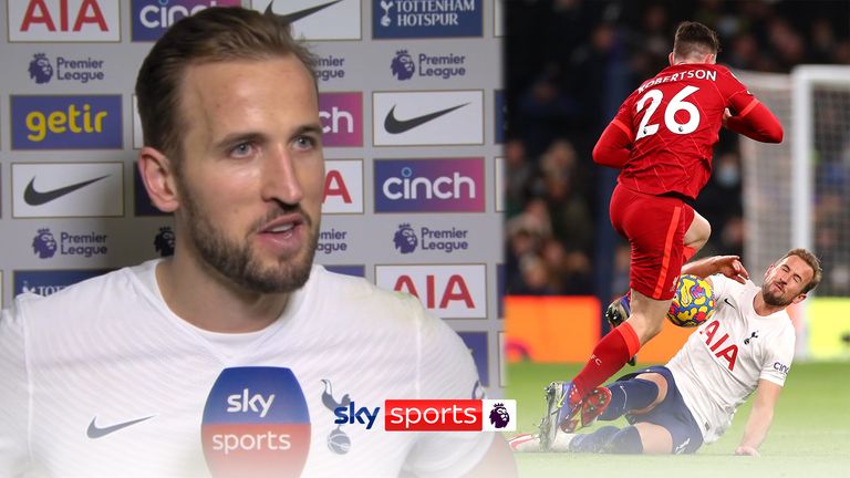 Tottenham's Harry Kane discusses his controversial challenge on Liverpool's Andrew Robertson.
