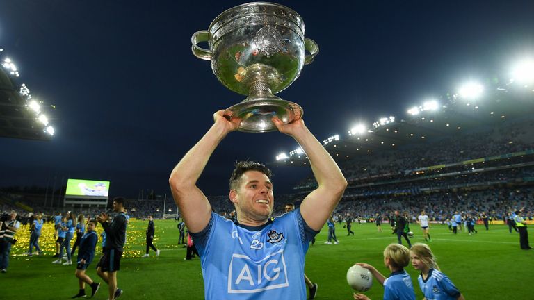 14 September 2019; Kevin McManamon of Dublin with the Sam Maguire cup following the GAA Football All-Ireland Senior Championship Final Replay match between Dublin and Kerry at Croke Park in Dublin. Photo by Ramsey Cardy/Sportsfile