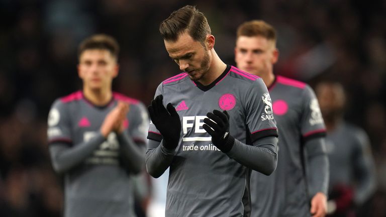 James Maddison shows his dejection at Villa Park