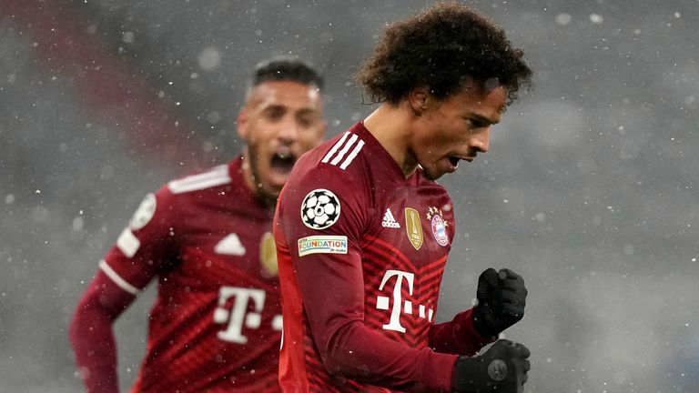 Leroy Sane celebrates Bayern Munich's second