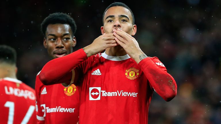 Mason Greenwood celebrates after scoring his stunning opener against Young Boys