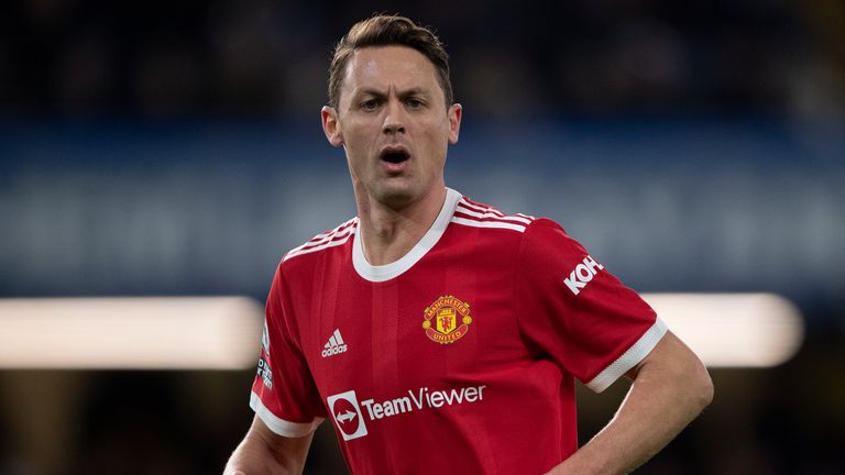 LONDON, ENGLAND - NOVEMBER 28: Nemanja Matic of Manchester United  during the Premier League match between Chelsea and Manchester United at Stamford Bridge on November 28, 2021 in London, England. (Photo by Visionhaus/Getty Images)
