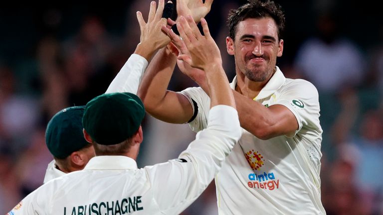 Mitchell Starc's 4-37 included Rory Burns' wicket at the end of day two