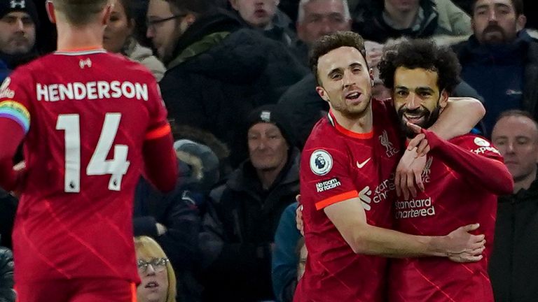 Mohamed Salah celebrates after doubling Liverpool&#39;s lead