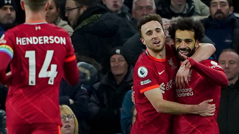 Mohamed Salah celebrates after doubling Liverpool's lead