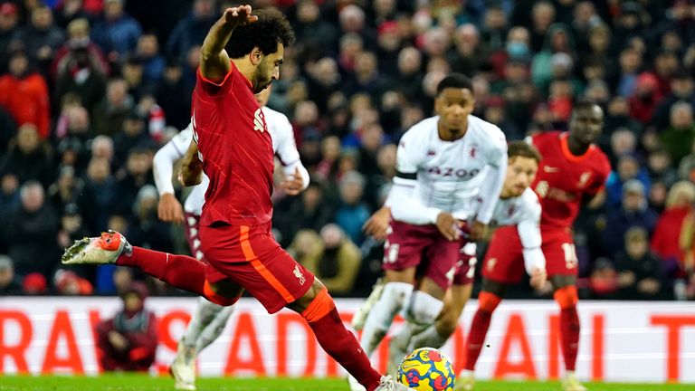 Mohamed Salah puts Liverpool ahead from the penalty spot