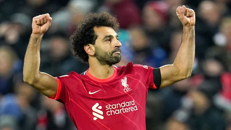 Mohamed Salah celebrates his goal