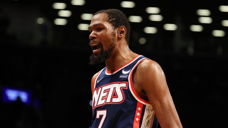 Men Kevin Durant #7 White Black Two-Tone Brooklyn Nets Split